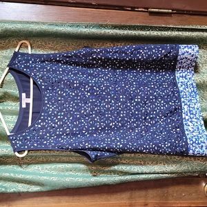 Women's Roz and Ali sleeveless blouse, Sz XL, navy with laser cut detailing